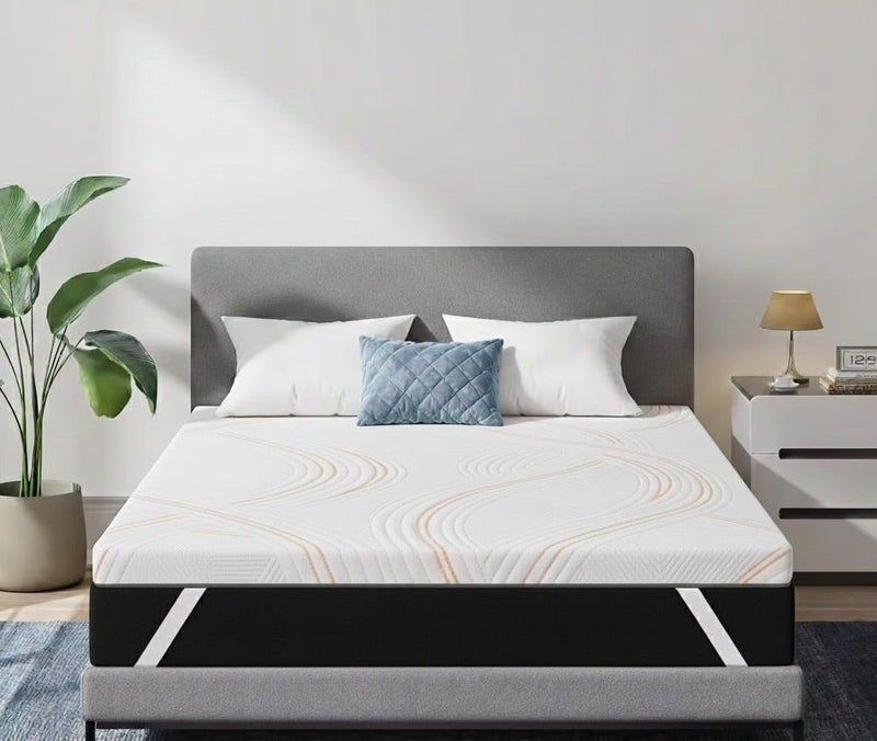 Rexal Home 8 cm Gel-Infused Memory Foam Mattress Topper 140x200 cm – Double Size Cooling Bed Topper with Removable Washable Cover, Soft Pressure Relief & Support - Image 1